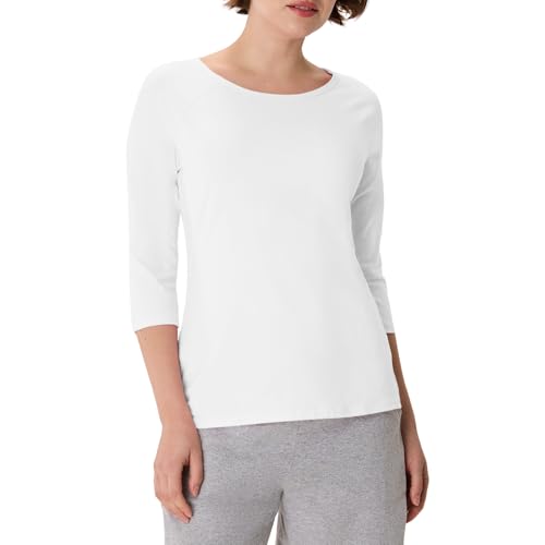 Hanes Women's Stretch Cotton Raglan Sleeve Tee, White, X Large