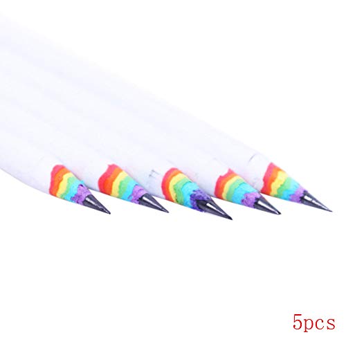 5 Pcs Wooden Pencil Black and White Wood Set Rainbow Pencils HB Drawing Pencil for Exams School Office Drawing and Sketching