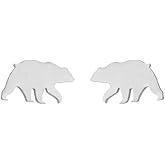 Minimalist Bear Small Little Stud Earrings for Women Cute Stainless Steel Mama Animal Cartilage Tragus Hypoallergenic Tiny Huggie Sleeper Studs Fashion Piercing Jewelry Birthday Mother's Day Gifts