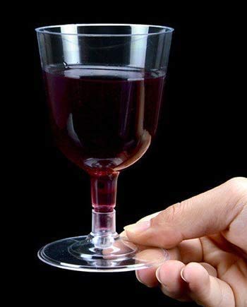 GSL 30 x Clear Plastic Party Wine Glasses - 115ml - Recyclable