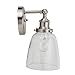 Linea di Liara Fiorentino Brushed Nickel Wall Sconce Lighting Fixture Farmhouse Bathroom Wall Sconce Bedroom Wall Lighting and Hallway Wall Light with Clear Glass Shade, LED Bulb Included, UL Listed