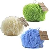 Buddha Bath Large Mesh Loofah Pouf Bath Sponges - 3 Pack -...