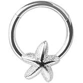 Pierced Owl 16GA 316L Stainless Steel Starfish Hinged Segment Clicker Ring