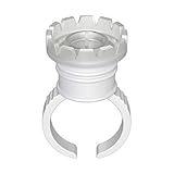 Diva Lashes 50 PCS Ring Attached Individual Eyelash Extension New Design Volume Lashes Speed Fan Making Glue Holder Lashing Tools Ring Grafting Quick Blossom Eyelashes Adhesive Stand (Cup with ring)