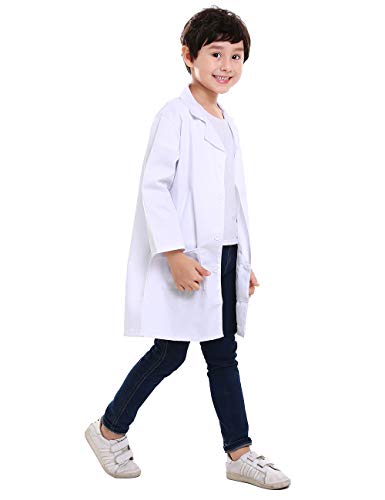 TOPTIE Kids Scrubs White Lab Coats for Scientists or Doctors-White-8