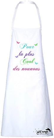 Sublimage - Kitchen apron - “pour la plus cool des nounous” butterflies - great gift idea for child minders or nannies, Enfant