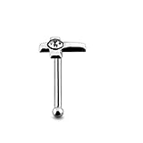 Jeweled Cross Sterling Silver Ball End Nose pin Body jewelry