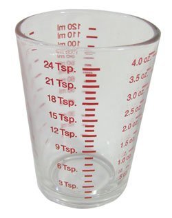 4 Oz Measuring Glass, in Ml, Oz, Tsp, Tbs, Pack of (2)