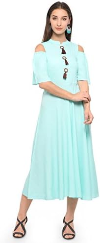 Aroma Lifestyle Women's Colour Rayon Cotton Kurti L Cyan