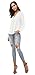 Urban CoCo Womens V Neck Ruffled Shoulder Solid Chiffon Blouse (Large, White)