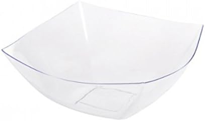 Serving Bowls Square Hard Plastic Reusable For Party Snack/Salad Hard Plastic (64OZ, CLEAR)