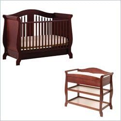 cherry wood crib set