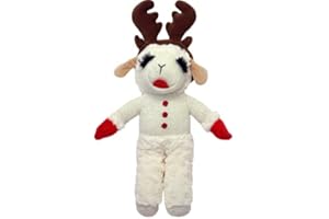 Multipet Holiday Lamb Chop with Reindeer Antlers Plush Dog Toy (13" Standing Lamb)