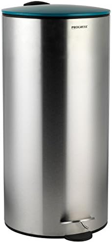 Progress BW05303T Kitchen Pedal Bin with Soft Closing Lid, 30 Litre, Stainless Steel, Teal
