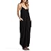May&Maya Women's Low V-neck and Low V-back Maxi Dress (S, Black)