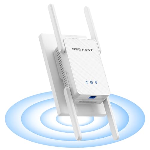 NEWFAST NF-RE556 WiFi Repeater, Powerful AX3000 Mbps WiFi Amplifier, Gigabit Ethernet Port, 2402Mbps 5GHz & 574Mbps 2.4GHz WiFi Repeater Compatible with All Internet Boxes, 4 Antennas