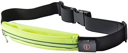 Elate Care LED light reflective running belt, travel lightweight waist pack water proof for securing phones, keys, money in a functional design (green)