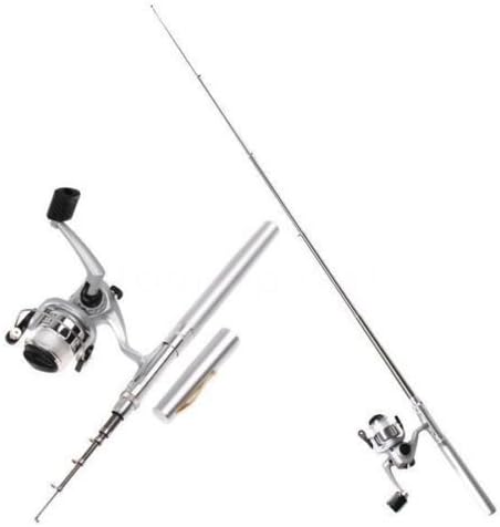 Mini Fishing Tackle Pocket Pen Kit Rod Pole and Spin Reel Combos Wheel Tool