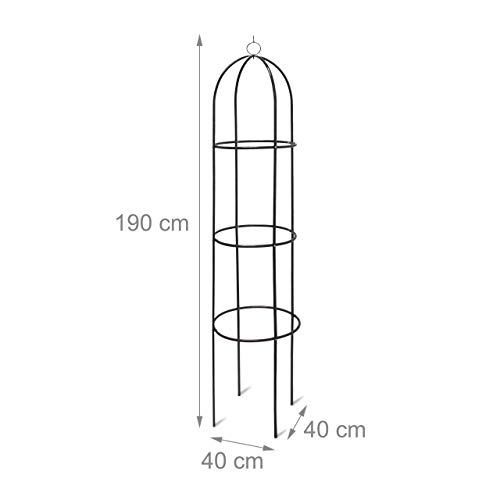 Relaxdays Rankobelisk beschichtetes Metall 190 cm, witterungsbeständige Garten Rankhilfe für Rosen und Blumen, grün – Bild 5