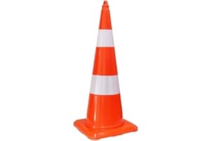 Orange Traffic Cone | 36" Unbreakable Soft PVC Reflective Road Safety Cone | High Visibility Parking Cone with Wide Base | Be