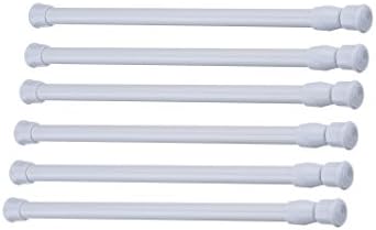 6 Pack Cupboard Tensions Rod Spring Curtain Rod , Extendable Width, 11-3/4 to 20 Inches (White) by Farmunion