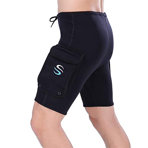MILIMIEYIK Men's Neoprene Wetsuit Shorts Diving Suits Pants 3mm for Swimming Canoeing Surfing with Pocket Black
