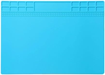 Silicone Soldering Mat Heat Resistant 932℉ Solder Mat for BGA Soldering Station,Heat Guns, Haranges Cell Phone Repair Maintenance Platform Desk Mat 13.8" x 9.9" Blue
