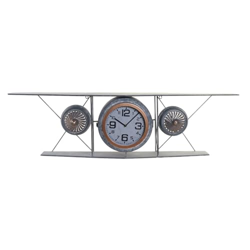 RELOJ PARED HIERRO CRISTAL 120X21X33,5 AVION