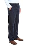 Pembrook Men's Elastic Waist Twill Pants with Zipper and Button - XL - Navy