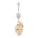 Belly Button Rings 3D Skull 14G Belly Rings Surgical Navel Rings Body Piercing Jewelry for Women