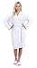 Turkuoise Women's 100% Cotton Turkish Terry Cloth Kimono Bathrobes, White, Medium