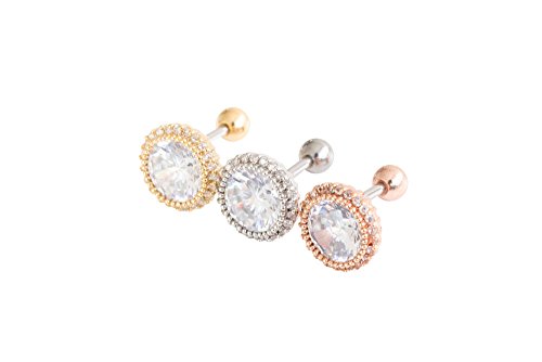 RoseGold Big Round Cubic Zirconia Piercing,11P-02042