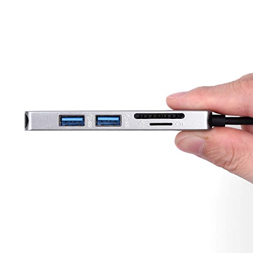 USB C Hub, Type C Hub with 4K HDMI, 5 in 1 Combo Hub with 2 USB 3.0 Ports, TF&SD Card Reader, Aluminum USB C Adapter for MacBook Pro, Chromebook, Other Type-C Devices - Thumbnail 3