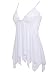 Women Lingerie Lace Babydoll Halter Chemise Strap Nightwear(White, XXL)