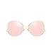 BVAGSS Oversized Round sunglasses,Mirrored Circle Glasses WS019 (Gold Frame, Pink Lens)