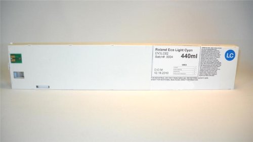 InkOwl - Compatible 440ml LIGHT CYAN ECO-SOL MAX Ink Cartridge for Roland Printers (ESL3-4LC) - Made in the USA