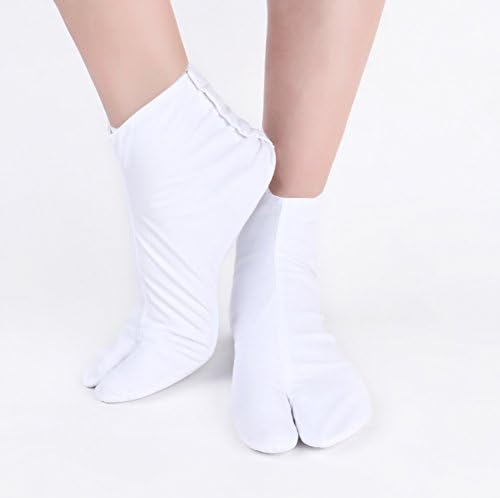 [Vigo Socks] Flip Flop Socks Indoor Tabi Socks Sandal Socks Black &amp; White (23.5cm US 6/ EU 38, Pro Ver. (4 Clasps)- White)