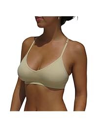 Azul 55 dama Sexy Everyday Basic Cuello en V profundo acolchado Bralette espalda cruzada