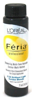 L'Oreal Feria Color # 9.30 2.4 oz. Brilliant Light Golden Blonde (3-Pack) with Free Nail File