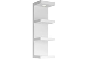 LitaEther Versatile 4 Tier Wall Shelf Unit,White Lack Wall Shelf,Display Floating Shelf with LED Remote Control Light