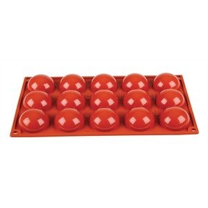 SPECIAL INGREDIENTS Silicone 15 Half Sphere Mould - Total Width 174mm, Total Length 295mm, Half Sphere Diameter 50mm, Half Sphere Depth 23mm