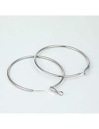 Sterling Silver Hoop Earrings- 3 Pairs Silver Hoop Earrings 14K White Gold Plated Large Hoop Earrings for Women Girls 30mm-60mm