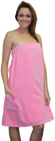 Terry Velour Bath Wrap Women's 100% Cotton Spa Beach Pool Shower Wrap(XXL, Pink)
