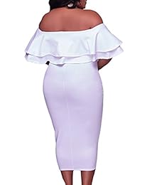 Gloria & Sarah vestido de fiesta bodycon con estampado floral de volantes, sin hombros, para mujer talla grande