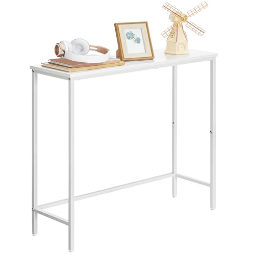 HOOBRO Narrow Console Table for Living Room, Slim Console Table Entrance for Hallway, Skinny Entryway Table for Small Spaces, Long Sofa Table for Foyer, Bedroom, Metal Frame, White EWW75XG01