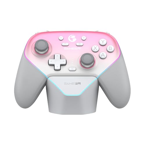 GameSir Super Nova Controle Sem Fio Bluetooth para PC/Switch/Switch 2/iOS/Android, 1000Hz, Hall Effect Anti-Drift, RGB, Dock de Carregamento, Controle Gamer Profissional - Rosa