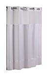 Hookless HBH40MYS0101SL77 Escape Shower Curtain With Snap-In Liner, White With White Stripe, 71" X 77"