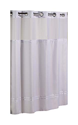 Hookless HBH40E257 Escape Shower Curtain With Snap in Liner White With White Stripe 71