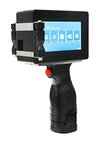 PEKOKO 25.4mm Handheld Inkjet Printer with Solvent Quick Dry Ink for Marking up to one-inch Tall Logos, barcodes, Letters, Numbers, and Symbols on Any Substrate