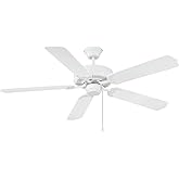 Savoy House M2020WH Meridian Traditional Wet Rated 52" Outdoor Ceiling Fan with Pull Chain, No Light, White